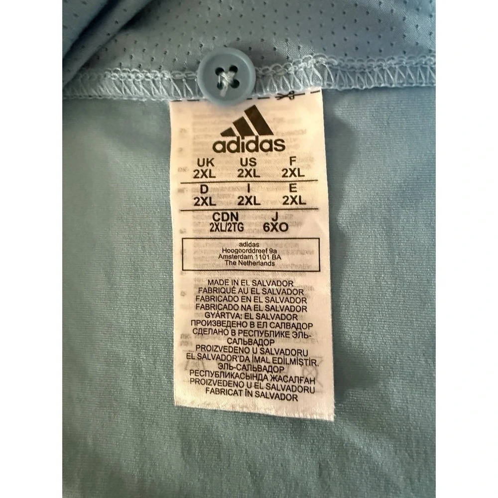 Adidas Golf Polo Shirt Blue Short Sleeve Men Sz‎ 2XL Union Pines HS Vikings Logo